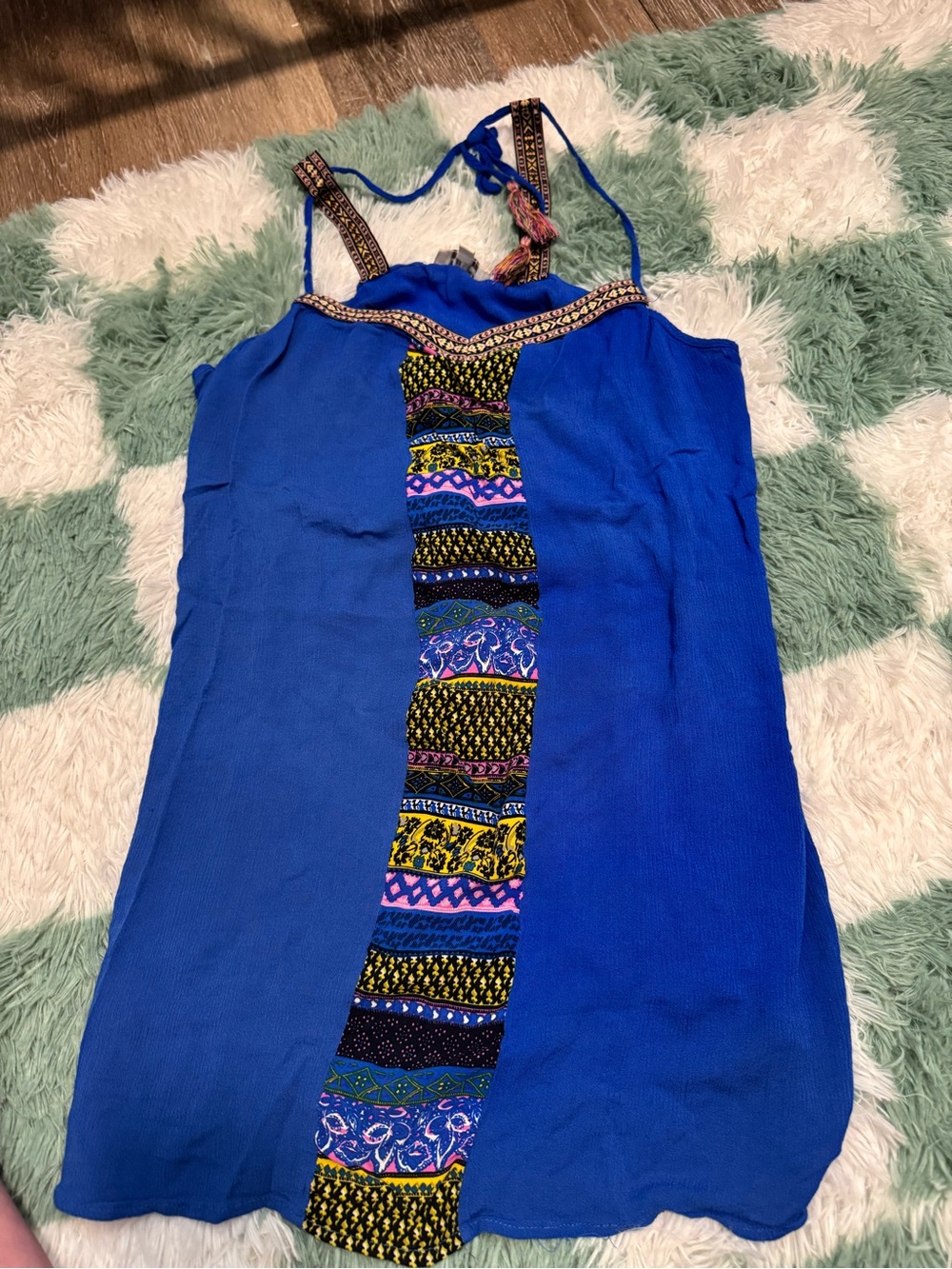 Umgee Royal Blue Maxi Dress with Multicolor Center Panel